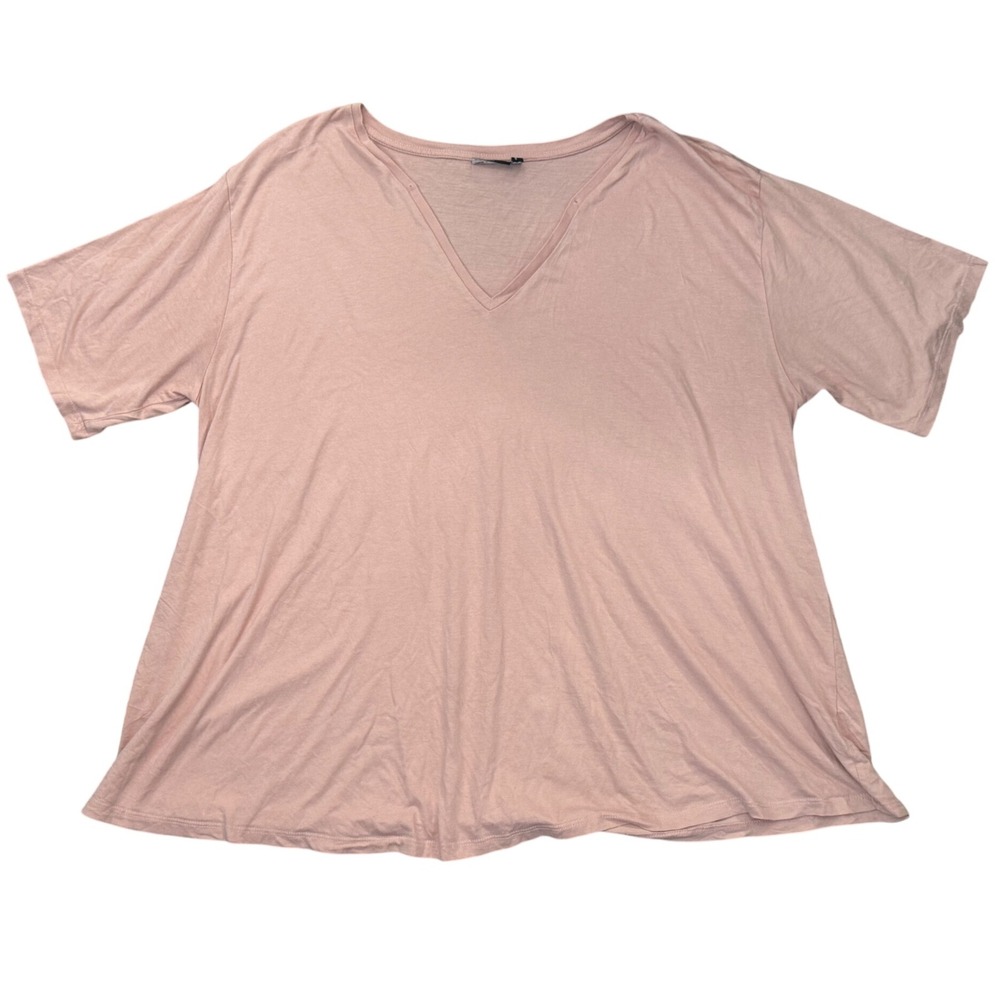 ASOS DESIGN Curve Pink V-Neck Oversized T-Shirt Top Plus Size US‎ 16